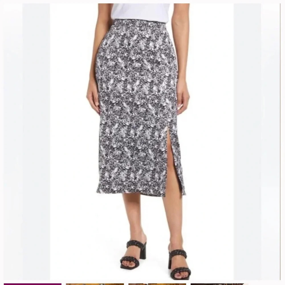 NWT Halogen Nordstrom White and Black Paint Drip Skirt medium